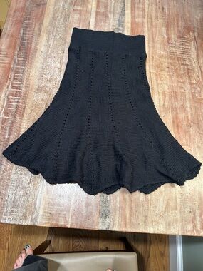 Free People Vintage Black Crocheted Tulip Skirt